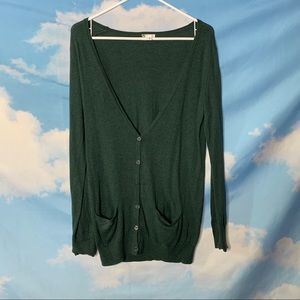 BP- Green Deep V-Neck Button Up Cardigan size M